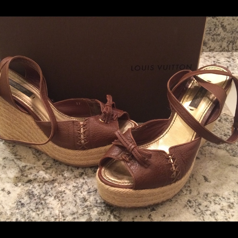 Brown Leather LV Espadrilles